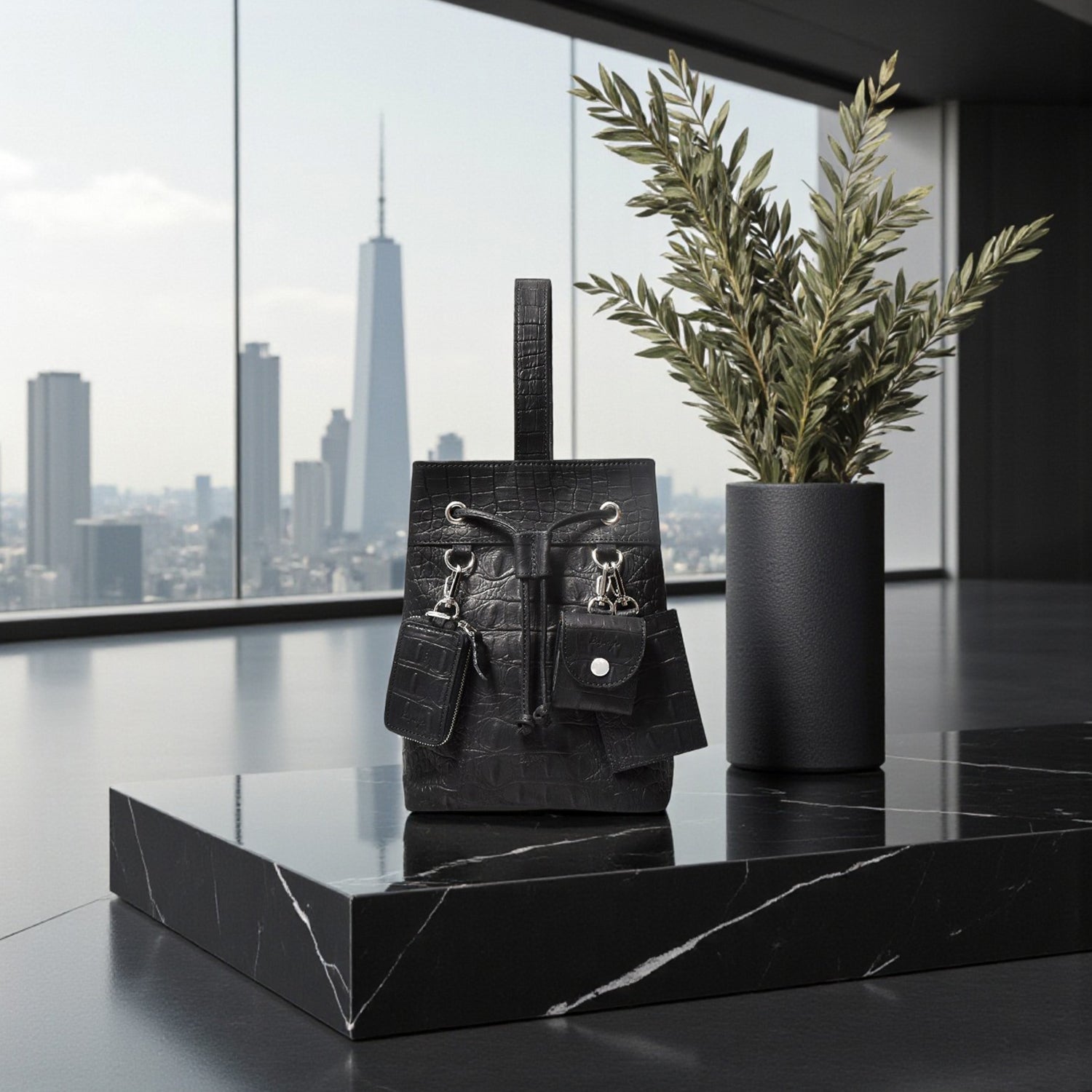 クアトロ巾着（BG-1082511-01）ローブラック｜BajoLugo（バジョルゴ