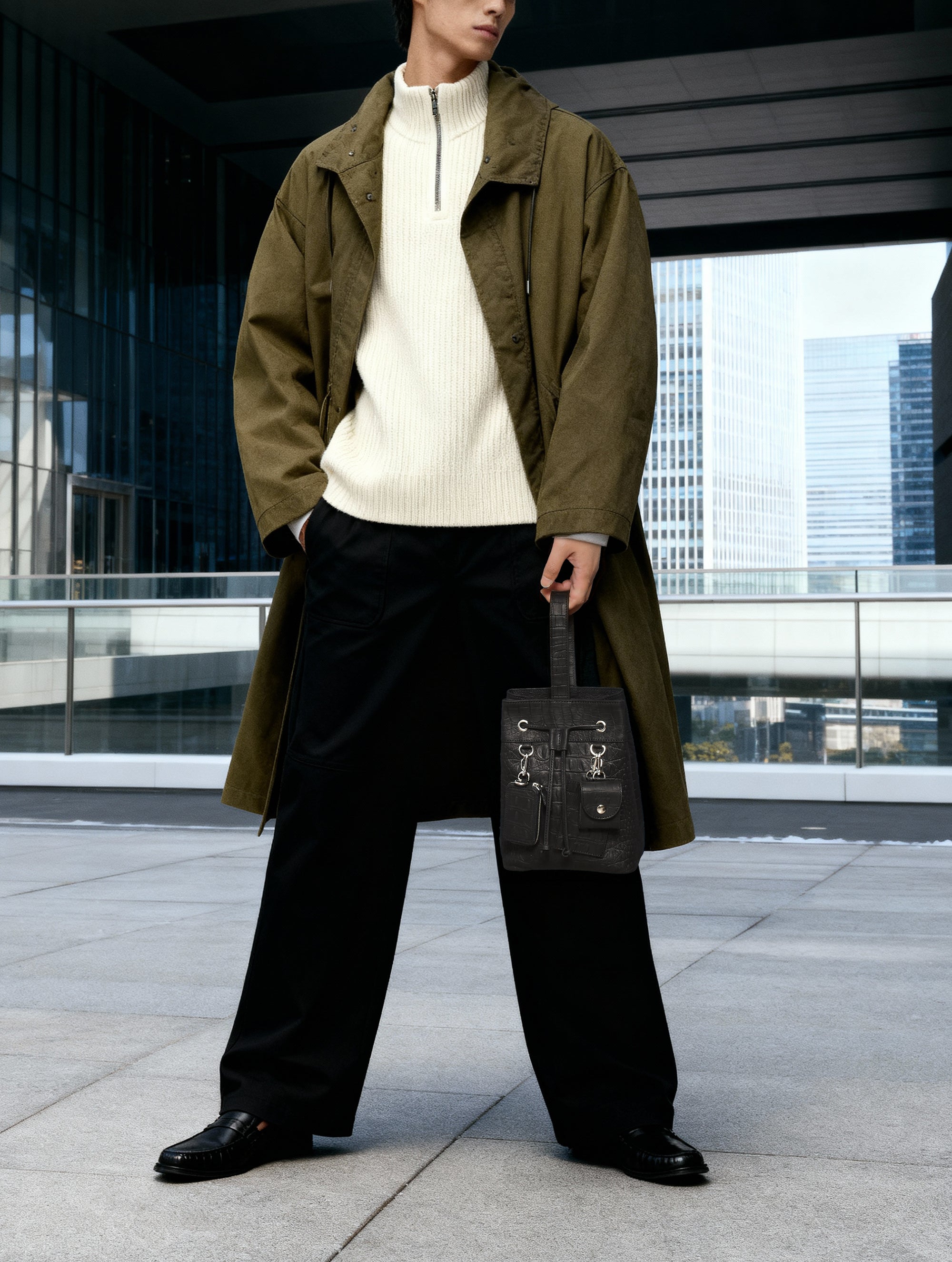 クアトロ巾着（BG-1082511-01）ローブラック｜BajoLugo（バジョルゴ