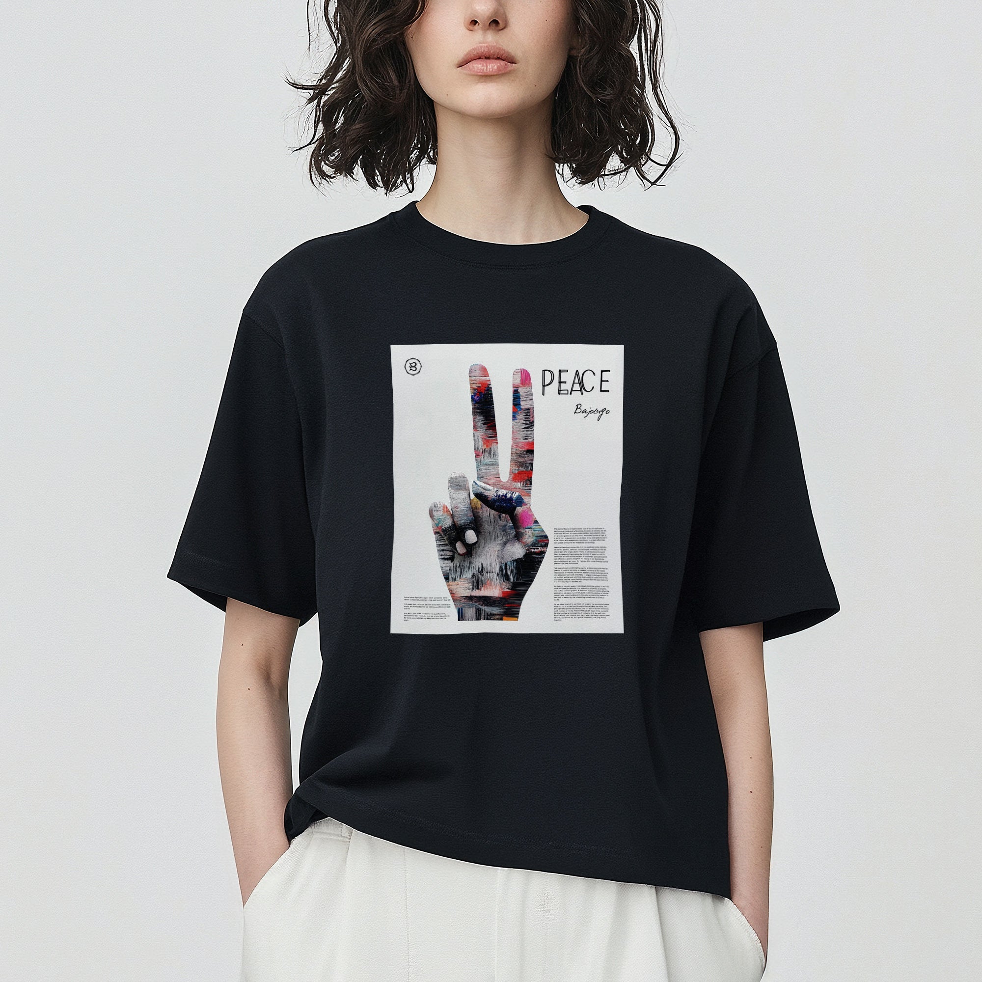 ピース アートワーク 半袖Tシャツ（7225092）ブラック – BajoLugo