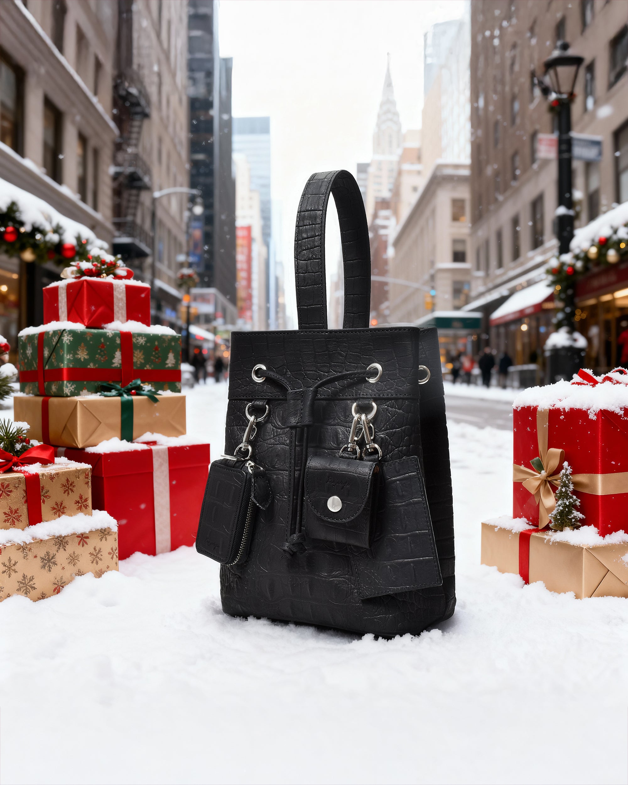 クアトロ巾着（BG-1082511-01）ローブラック｜BajoLugo（バジョルゴ