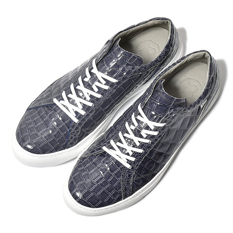 Leather sneakers (B1-1-2406-09) Navy gray