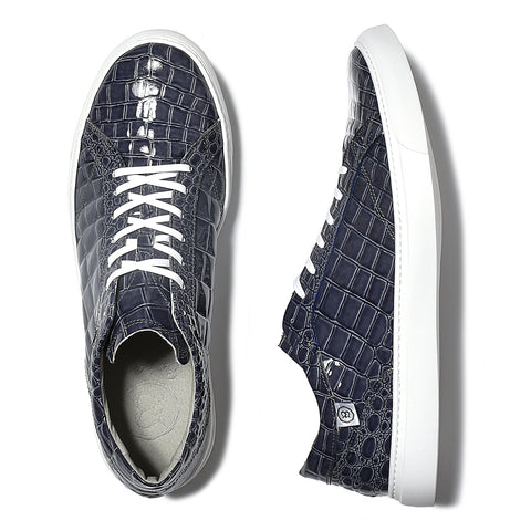 Leather sneakers (B1-1-2406-09) Navy gray