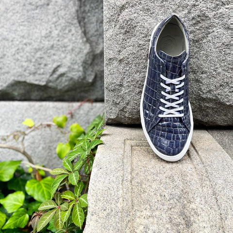 Leather sneakers (B1-1-2406-09) Navy gray