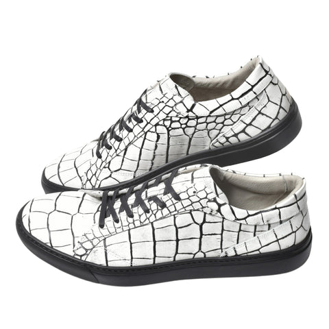 レザースニーカー（B1-1-2603-02）ホワイトラインブラック