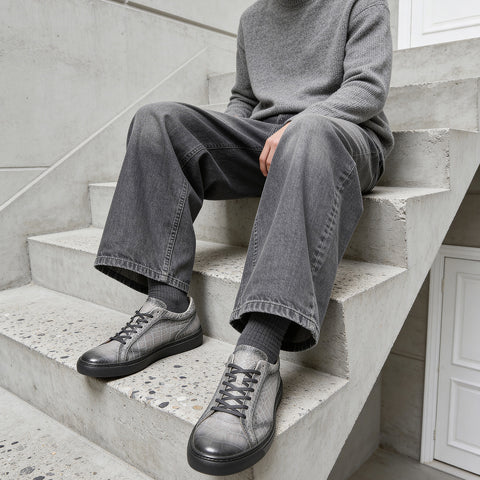 レザースニーカー（B1-1-2603-04）アンティークグレー