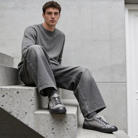 レザースニーカー（B1-1-2603-04）アンティークグレー