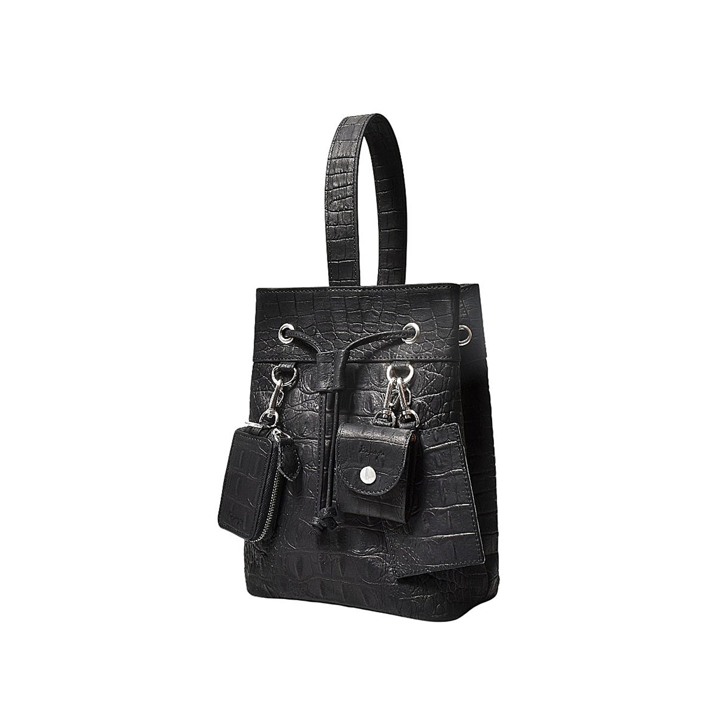 即売り切れ商品　バジョルゴ巾着型バッグ トリオ巾着（BG-1082501-01）ブラック A-set｜BajoLugo（バジョルゴ