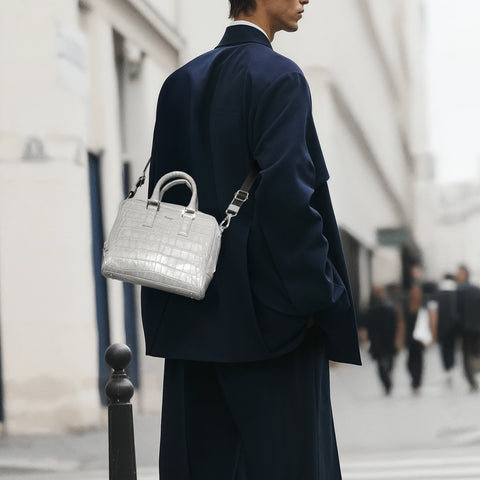 マイクロブリーフケース（BG-862508-06）クロコライトグレー