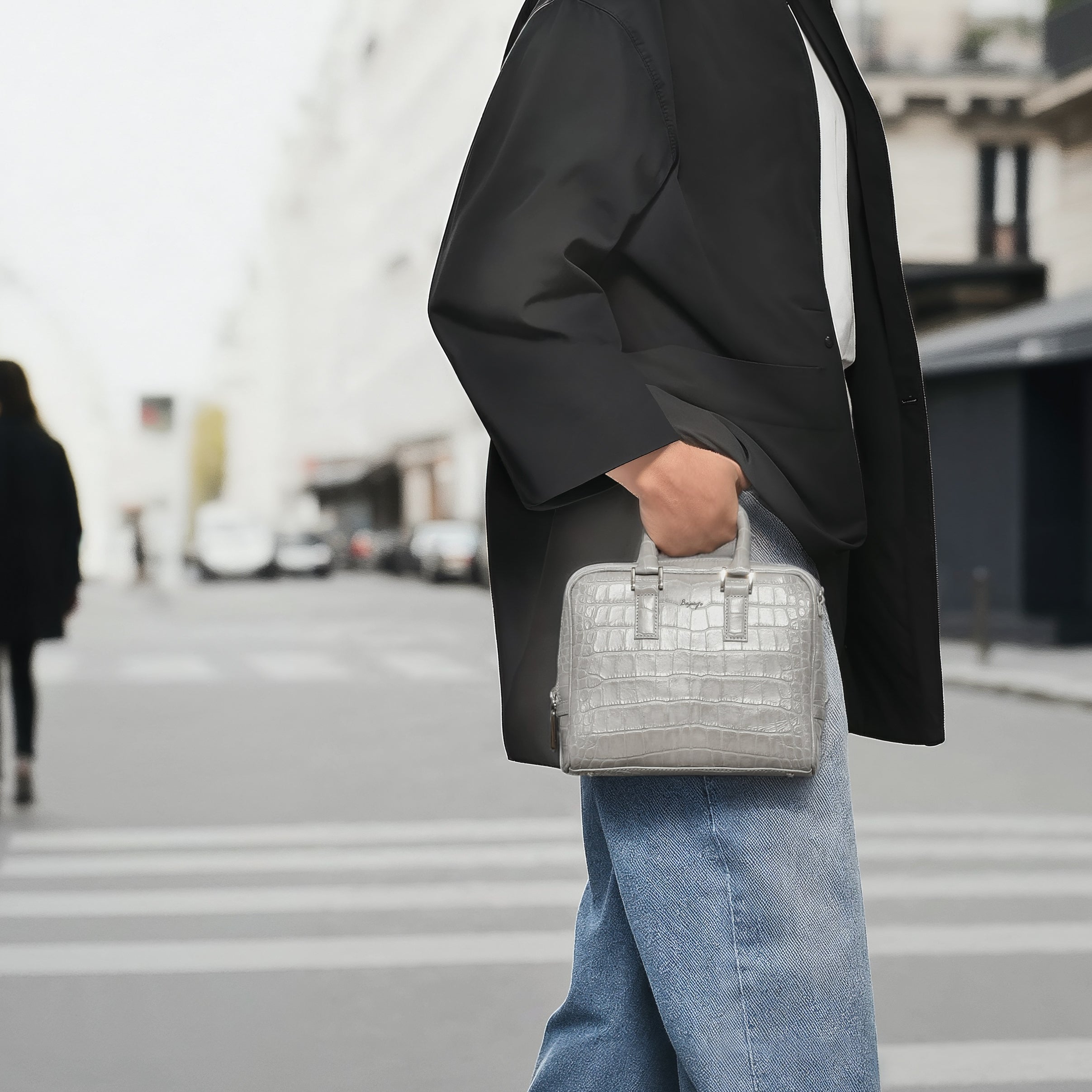 マイクロブリーフケース（BG-862508-06）クロコライトグレー｜BajoLugo