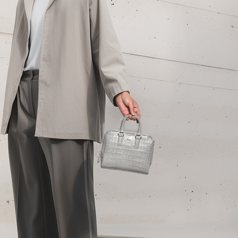 マイクロブリーフケース（BG-862508-06）クロコライトグレー