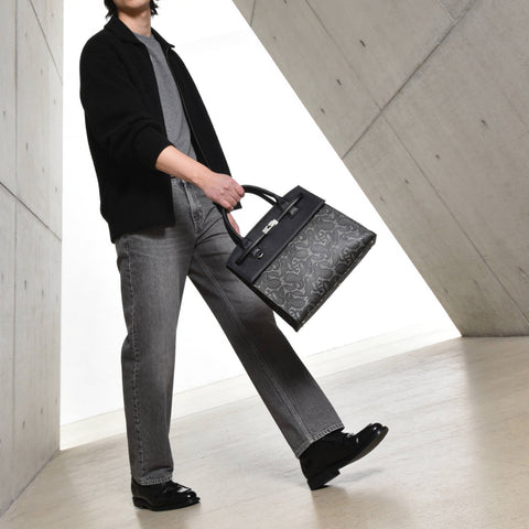 予約：カバードブリーフケース（BG-882602-05）ペイズリーオフブラック