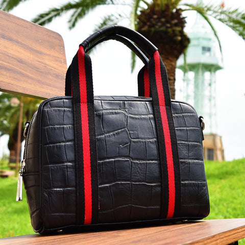 Sold out Mini Mini Briefcase Antique Crocodile Black x Red (BG-512108-12)