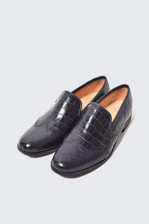Wingtip slip-ons (No. 2-8-2107-03) Antique navy