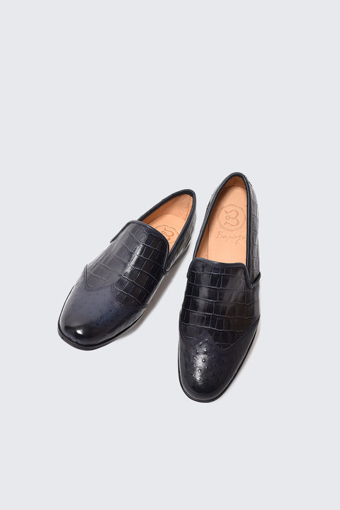 Wingtip slip-ons (No. 2-8-2107-03) Antique navy